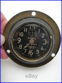 VINTAGE WWI US NAVY 8 Days CLOCK Plane Ship Auto Keyless Watch WW1 Aviation Old