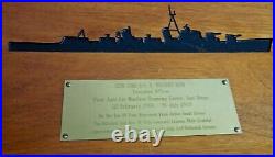 VTG 1969 USN Fleet Anti-Air Warfare Training Ctr Plaque. Big Metal, Carved Wood