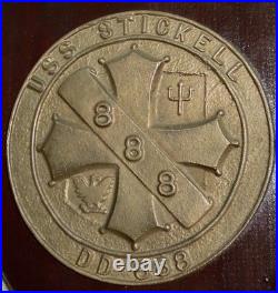 VTG 1969 USS Stickell DD-888 Pure Brass Plaque Korean & Vietnam Wars Destroyer