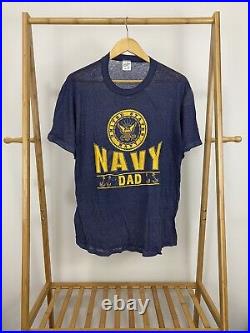 VTG 80s United States Navy USN Dad Paper Thin Super Burnout T-Shirt Size XL USA