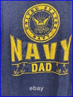 VTG 80s United States Navy USN Dad Paper Thin Super Burnout T-Shirt Size XL USA