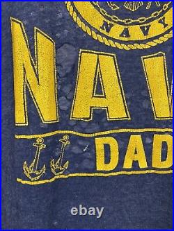 VTG 80s United States Navy USN Dad Paper Thin Super Burnout T-Shirt Size XL USA