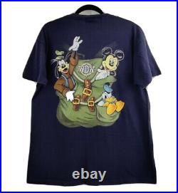VTG Disney Inc. Mickey Mouse Donald Navy Blue 90's T-shirt Made in USA Sz L