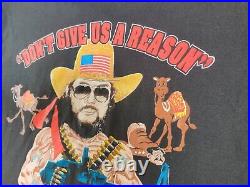 VTG Hank Williams Jr T Shirt L Dont Give Us A Reason Rambo Style Patriotic USA
