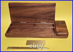 VTG Mare Island Naval Shipyard Desk Organizer Etched Walnut Case w Brass Emblem