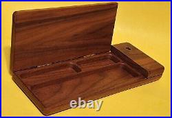 VTG Mare Island Naval Shipyard Desk Organizer Etched Walnut Case w Brass Emblem