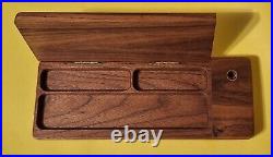 VTG Mare Island Naval Shipyard Desk Organizer Etched Walnut Case w Brass Emblem