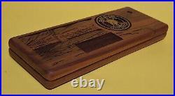 VTG Mare Island Naval Shipyard Desk Organizer Etched Walnut Case w Brass Emblem