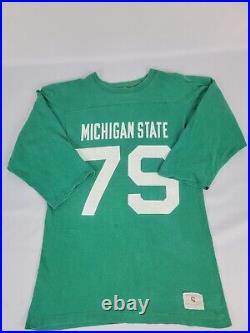 VTG Michigan State University MSU Single Stitch 3/4 Sleeve Champion S Jersey 70s