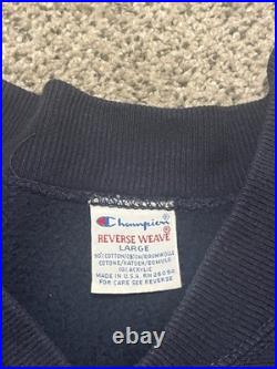VTG Navy Champion Reverse Weave Sweatshirt Cardigan Cleveland Indians Men's L