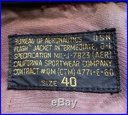 VTG Post-WW2 USN G1 7823(AER) flight jacket California Sportwear M422 A2 40 42