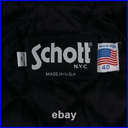 VTG Schott NYC Gray Wool Pea Coat Navy Quilted Jacket Size 40 Made in USA