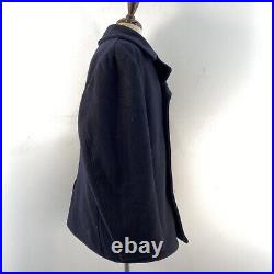 VTG Schott US Navy Military 740N Black Wool Quilt Lined Pea Coat Jacket Mens 42