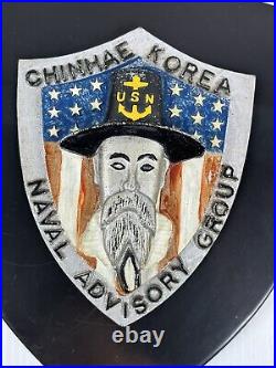 VTG US Chinhae Korea Navy Advisory Group Korea Cast Iron Presentation Plaque USN