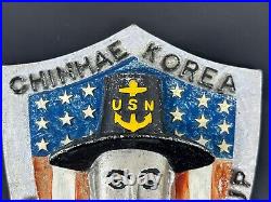 VTG US Chinhae Korea Navy Advisory Group Korea Cast Iron Presentation Plaque USN