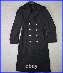 VTG US Navy AUTH Officer Long Wool Bridge Over Coat Pembroke Mens 38L Length 49