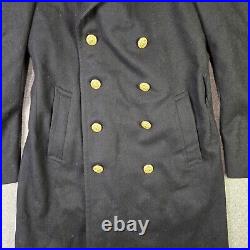 VTG US Navy AUTH Officer Long Wool Bridge Over Coat Pembroke Mens 38L Length 49