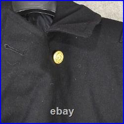 VTG US Navy AUTH Officer Long Wool Bridge Over Coat Pembroke Mens 38L Length 49