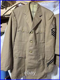 VTG US Navy Chief Petty Officer Khaki Jacket Military Uniform 1970s NAMED