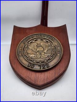 VTG. USS BARTON DD-722 5-6 LBS SOLID BRASS PLAQUE Original WWII DESTROYER RARE