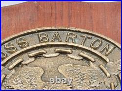 VTG. USS BARTON DD-722 5-6 LBS SOLID BRASS PLAQUE Original WWII DESTROYER RARE