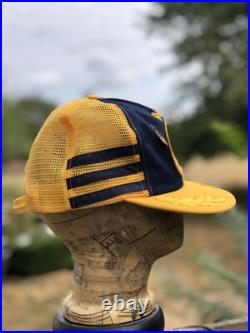 VTG United States Navy Patch 3 Stripe Snapback Hat Trucker Cap Made In USA