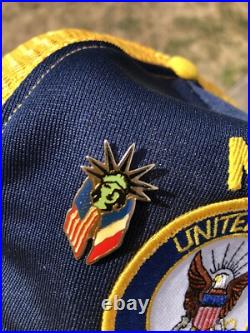 VTG United States Navy Patch 3 Stripe Snapback Hat Trucker Cap Made In USA