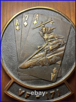 VTG VF-171 US Navy USN Brass Plaque Sign Fighter Squadron Cards Missile F-4J