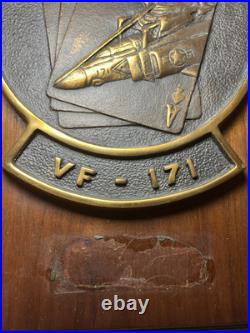 VTG VF-171 US Navy USN Brass Plaque Sign Fighter Squadron Cards Missile F-4J