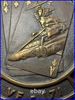 VTG VF-171 US Navy USN Brass Plaque Sign Fighter Squadron Cards Missile F-4J