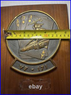 VTG VF-171 US Navy USN Brass Plaque Sign Fighter Squadron Cards Missile F-4J