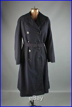 VTG Women's WWII Navy WAVES Wool Uniform Overcoat Sz S / M #2650 WW2 1940s Coat