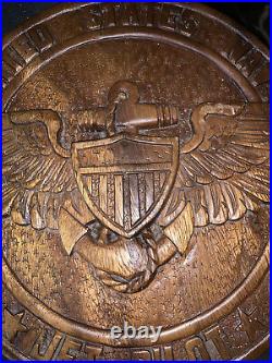 VTG Wood Carved Wall Plaque US NAVY Jet Pilot Anchor Crest Eagle Military Plane