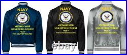 Vietnam Uss Camden Aoe-2 Sivinylsatin Jacketnavy Official License