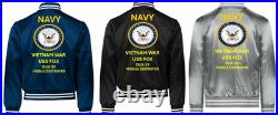 Vietnam Uss Camden Aoe-2 Sivinylsatin Jacketnavy Official License