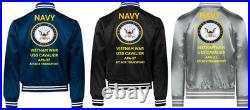 Vietnam Uss Cavalier Apa-37 Sivinylsatin Jacketnavy Official License