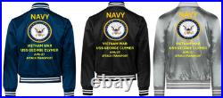 Vietnam Uss Cavalier Apa-37 Sivinylsatin Jacketnavy Official License