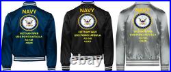 Vietnam Uss Cavalier Apa-37 Sivinylsatin Jacketnavy Official License
