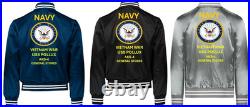 Vietnam Uss Cavalier Apa-37 Sivinylsatin Jacketnavy Official License