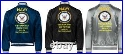 Vietnam Uss Cavalier Apa-37 Sivinylsatin Jacketnavy Official License