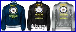 Vietnam Uss Cavalier Apa-37 Sivinylsatin Jacketnavy Official License