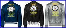 Vietnam Uss Cavalier Apa-37 Sivinylsatin Jacketnavy Official License