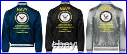 Vietnam Uss Cavalier Apa-37 Sivinylsatin Jacketnavy Official License