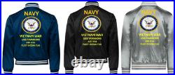 Vietnam Uss Currituck Av-7 Sivinylsatin Jacketnavy Official License
