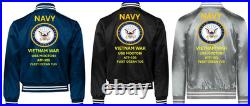 Vietnam Uss Currituck Av-7 Sivinylsatin Jacketnavy Official License
