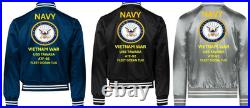 Vietnam Uss Currituck Av-7 Sivinylsatin Jacketnavy Official License