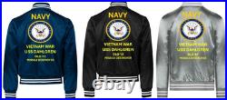 Vietnam Uss England Dlg-22 Sivinylsatin Jacketnavy Official License