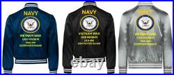 Vietnam Uss England Dlg-22 Sivinylsatin Jacketnavy Official License