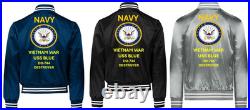 Vietnam Uss Hull Dd-945 Sivinylsatin Jacketnavy Official License