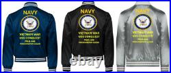 Vietnam Uss Pledge Mso-492 Sivinylsatin Jacketnavy Official License